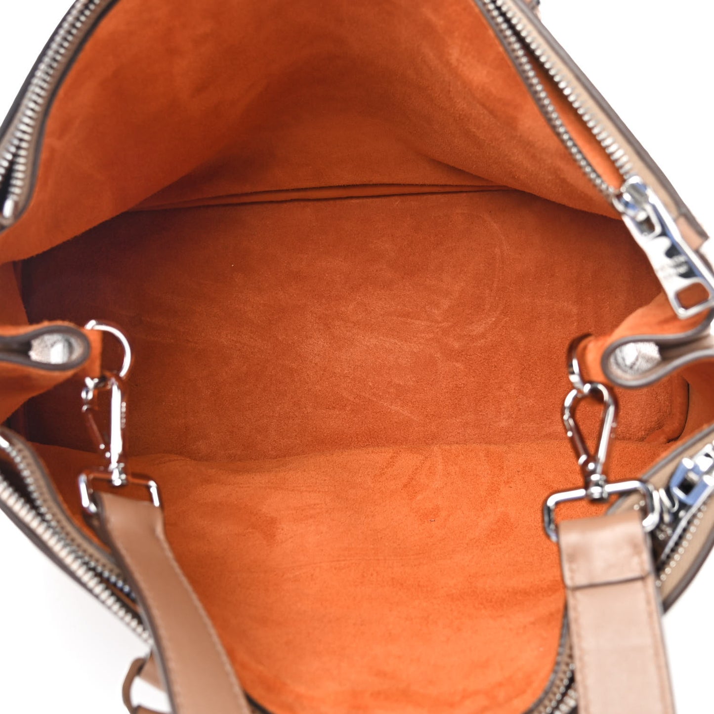City Calfskin Bi-Color Large Galleria Double Zip Tote Caramel Orange