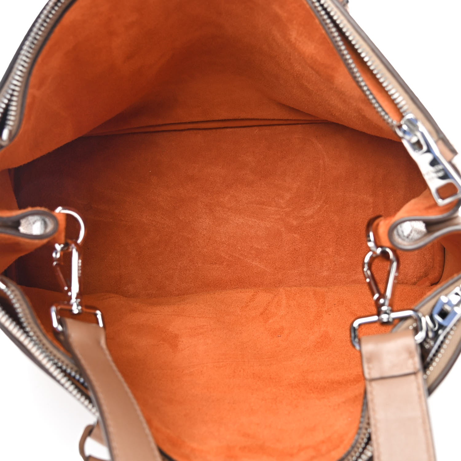 Prada City Calfskin Bi-Color Large Galleria Double Zip Tote Caramel Orange 4 of 8
