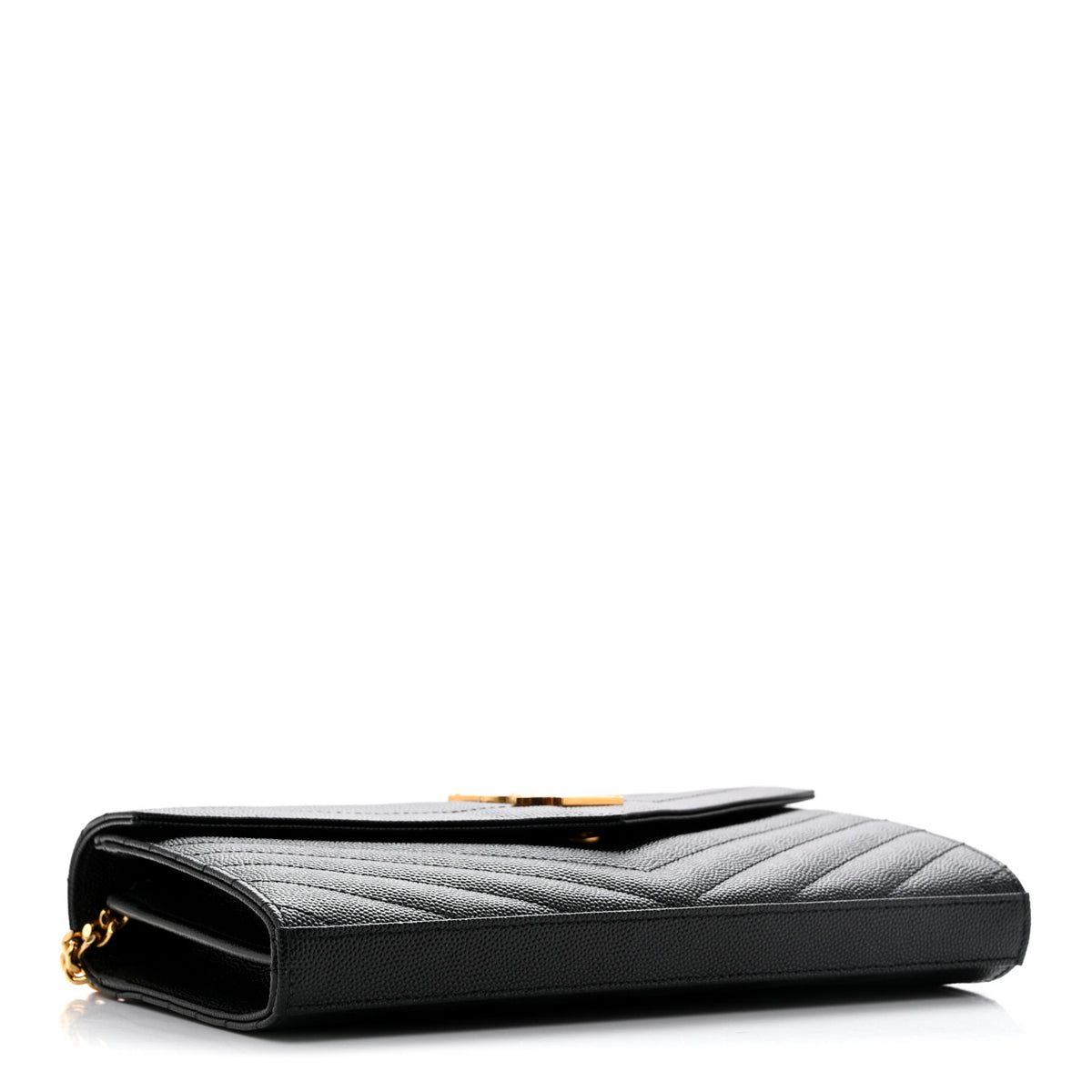 Grain De Poudre Matelasse Chevron Monogram Chain Wallet Black