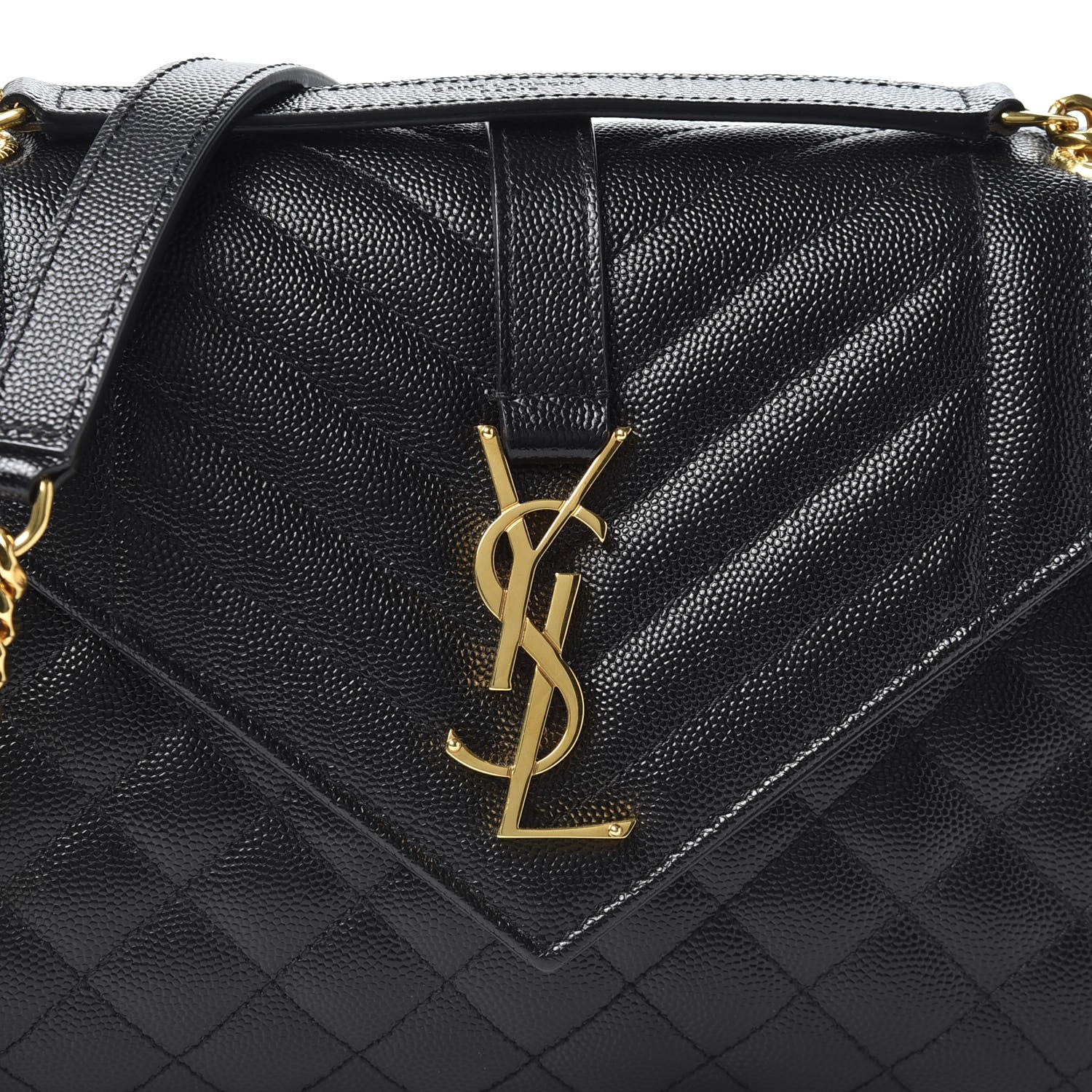 Saint Laurent Grain De Poudre Textured Mixed Matelasse Triquilt Medium Monogram Satchel Black 9 of 9