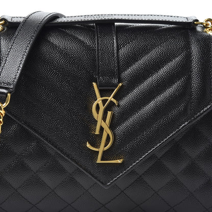 Saint Laurent Grain De Poudre Textured Mixed Matelasse Triquilt Medium Monogram Satchel Black 9 of 9