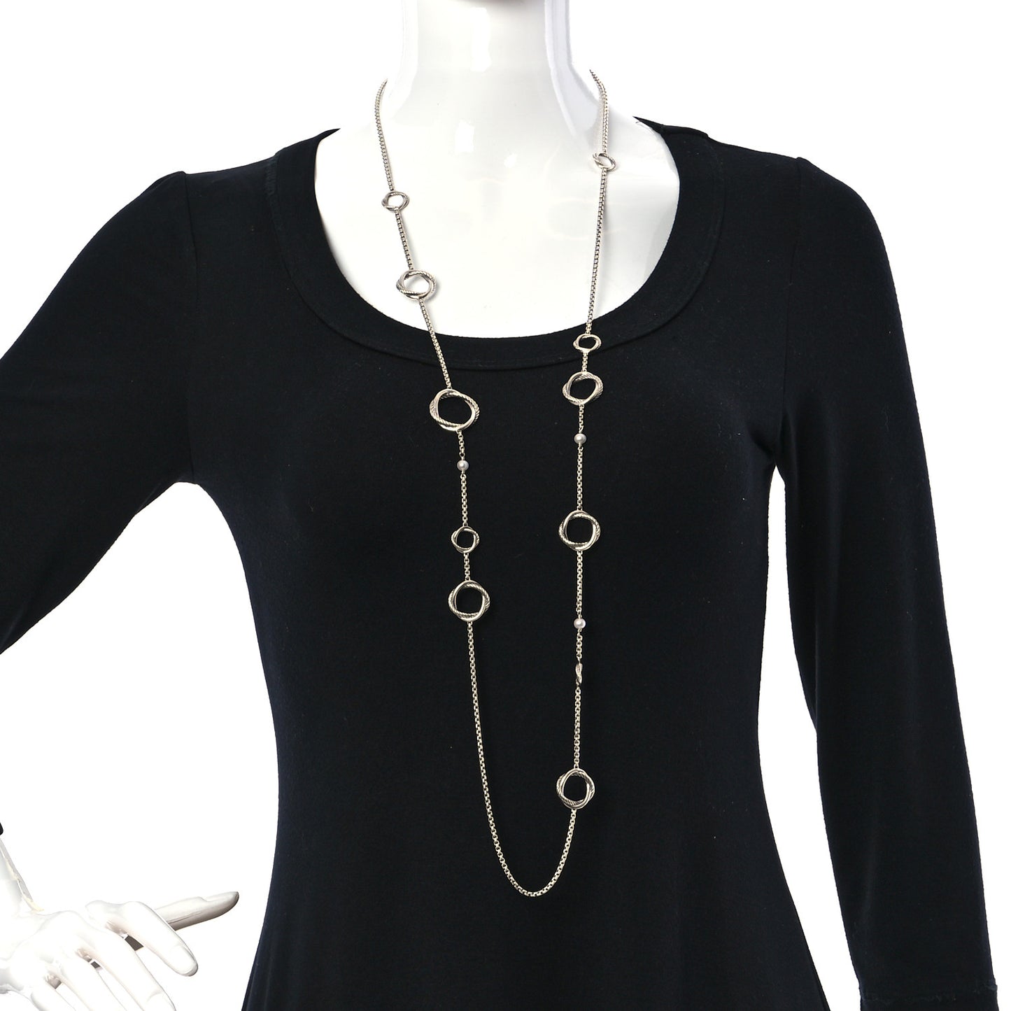 Sterling Silver Pearl Infinity Station Chain Necklace