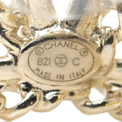 Chanel Crystal Chain CC Earrings Gold 7 of 10
