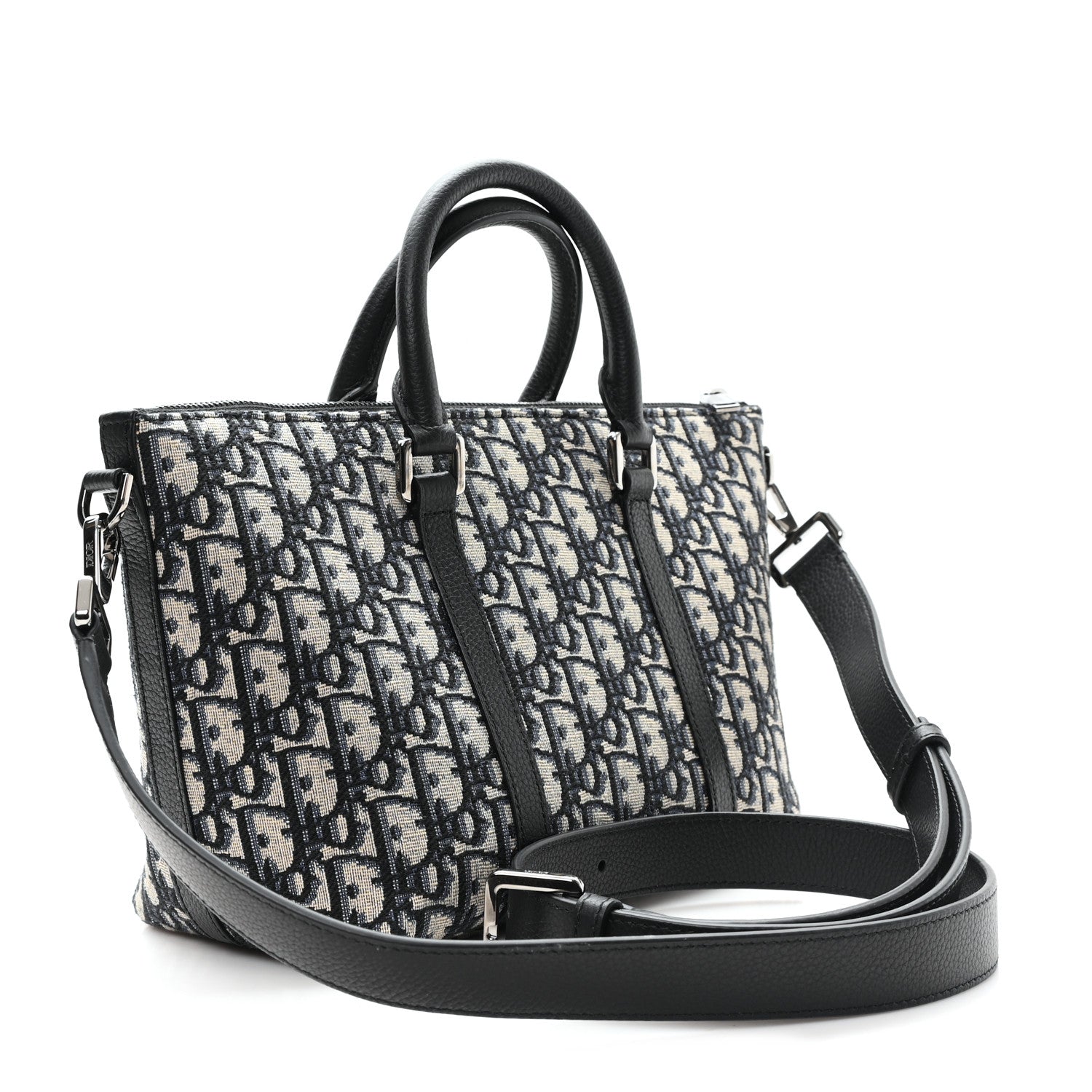 Christian Dior Oblique Jacquard Weekender 25 Blue Black 3 of 12