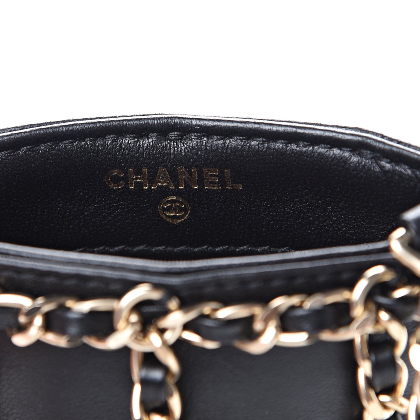 Lambskin Tech Me Out Clutch With Chain Black