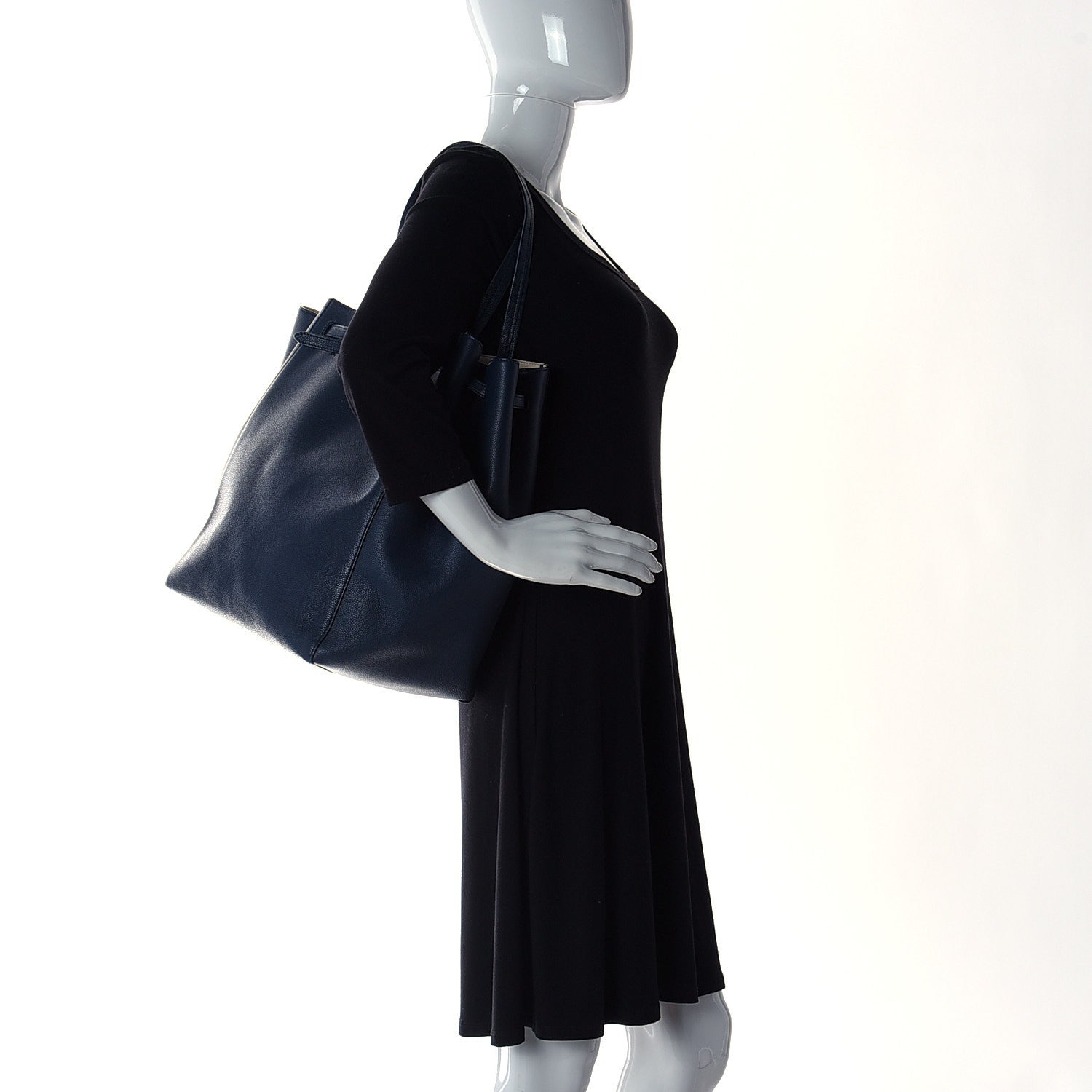 Celine Soft Grained Calfskin Medium Belt Cabas Phantom Deep Blue 2 of 13