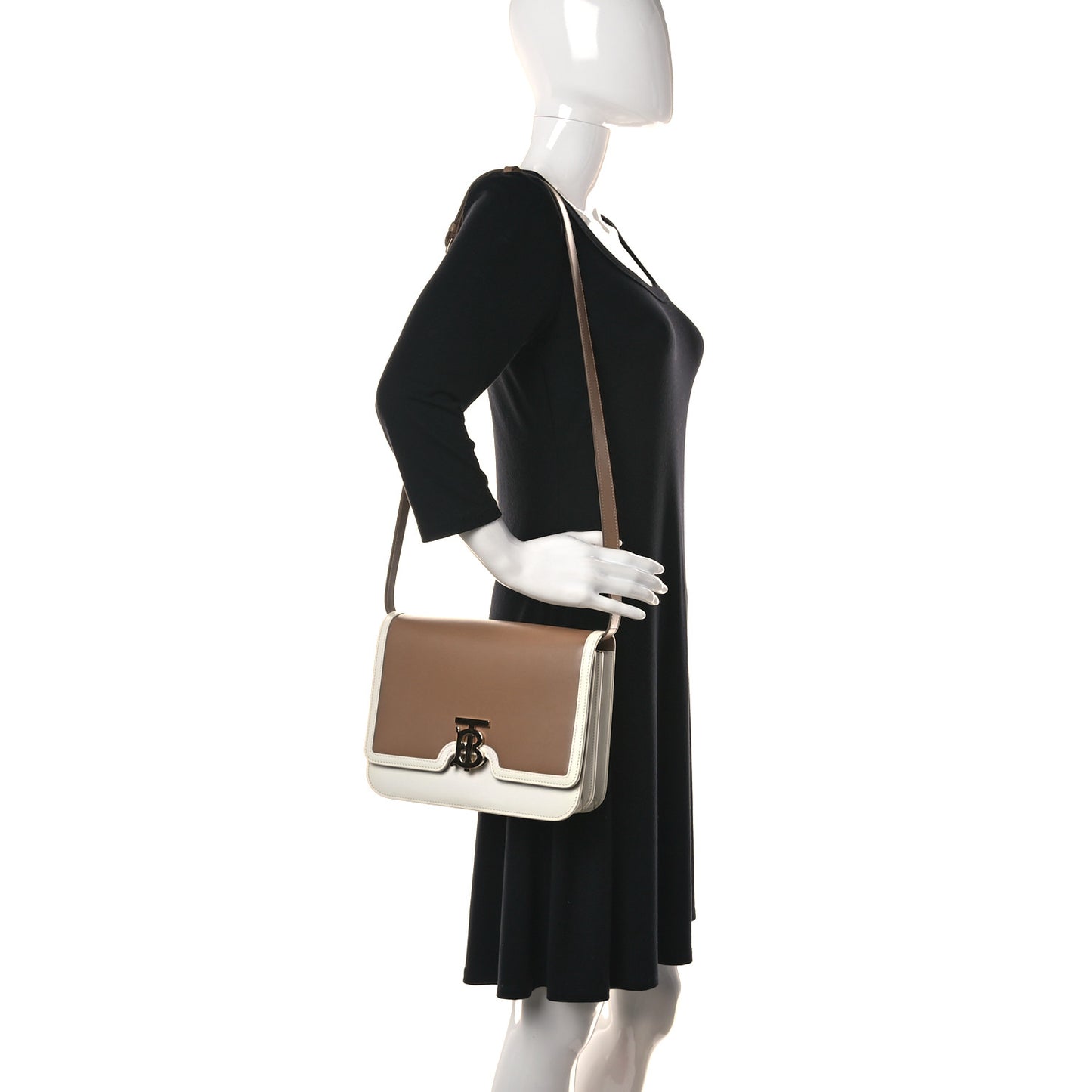 Calfskin Small TB Envelope Clutch Bag Chalk White Camel