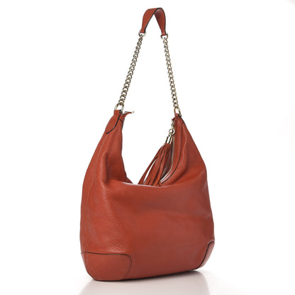 Gucci Pebbled Calfskin Medium Soho Chain Hobo Sun Orange 3 of 11