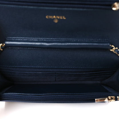 Chanel Caviar Quilted Wallet on Chain WOC Navy Blue 5 of 11