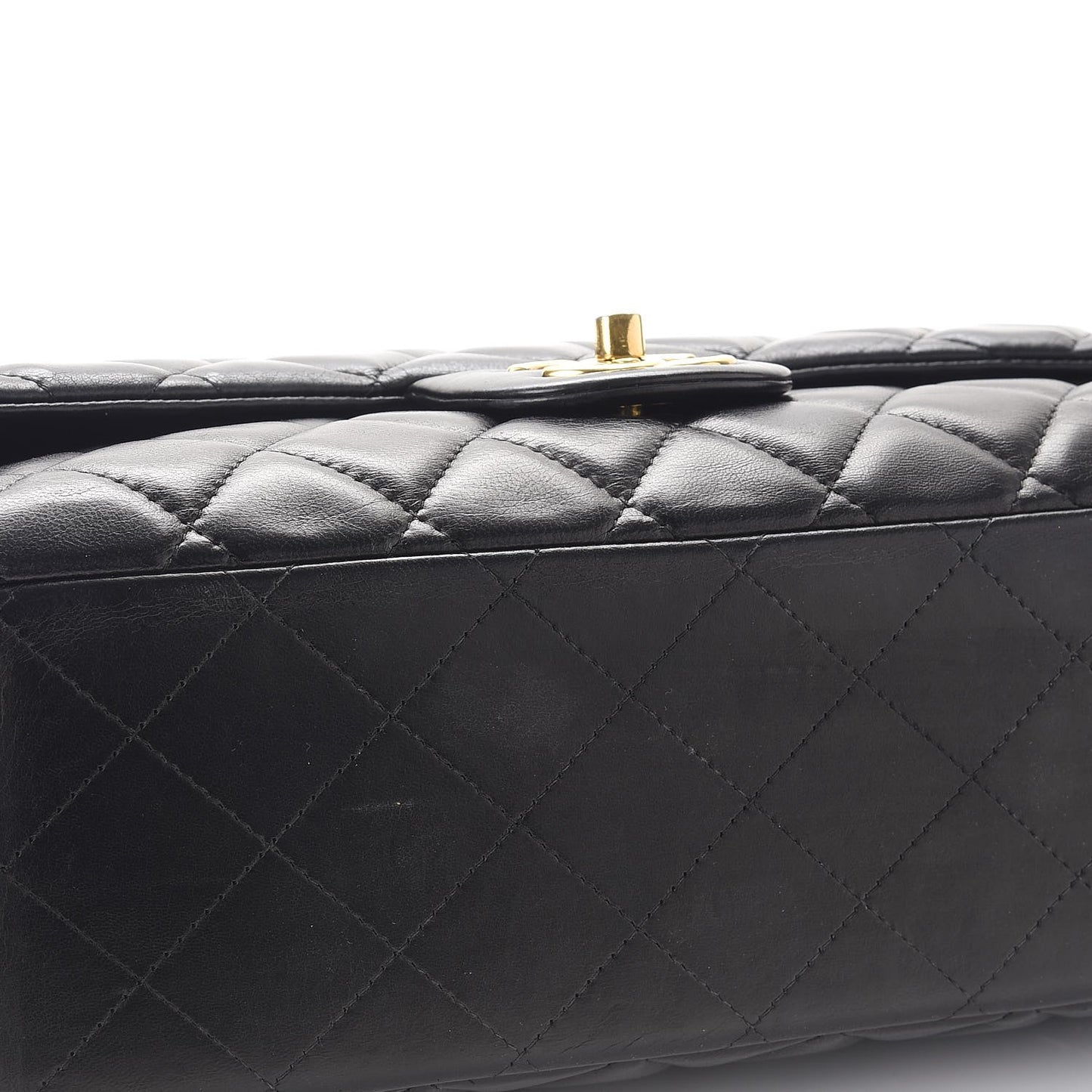 Lambskin Quilted Maxi Double Flap Black