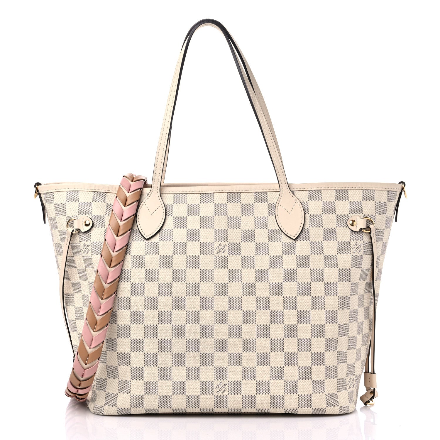 Louis Vuitton Damier Azur Braided Neverfull MM Pink 3 of 13