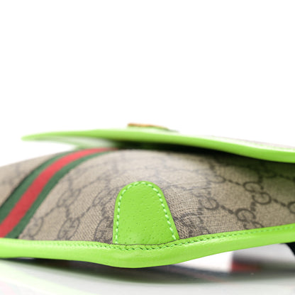 Gucci GG Supreme Monogram Web Small Ophidia Belt Bag Beige Ebony Electric Green 10 of 12