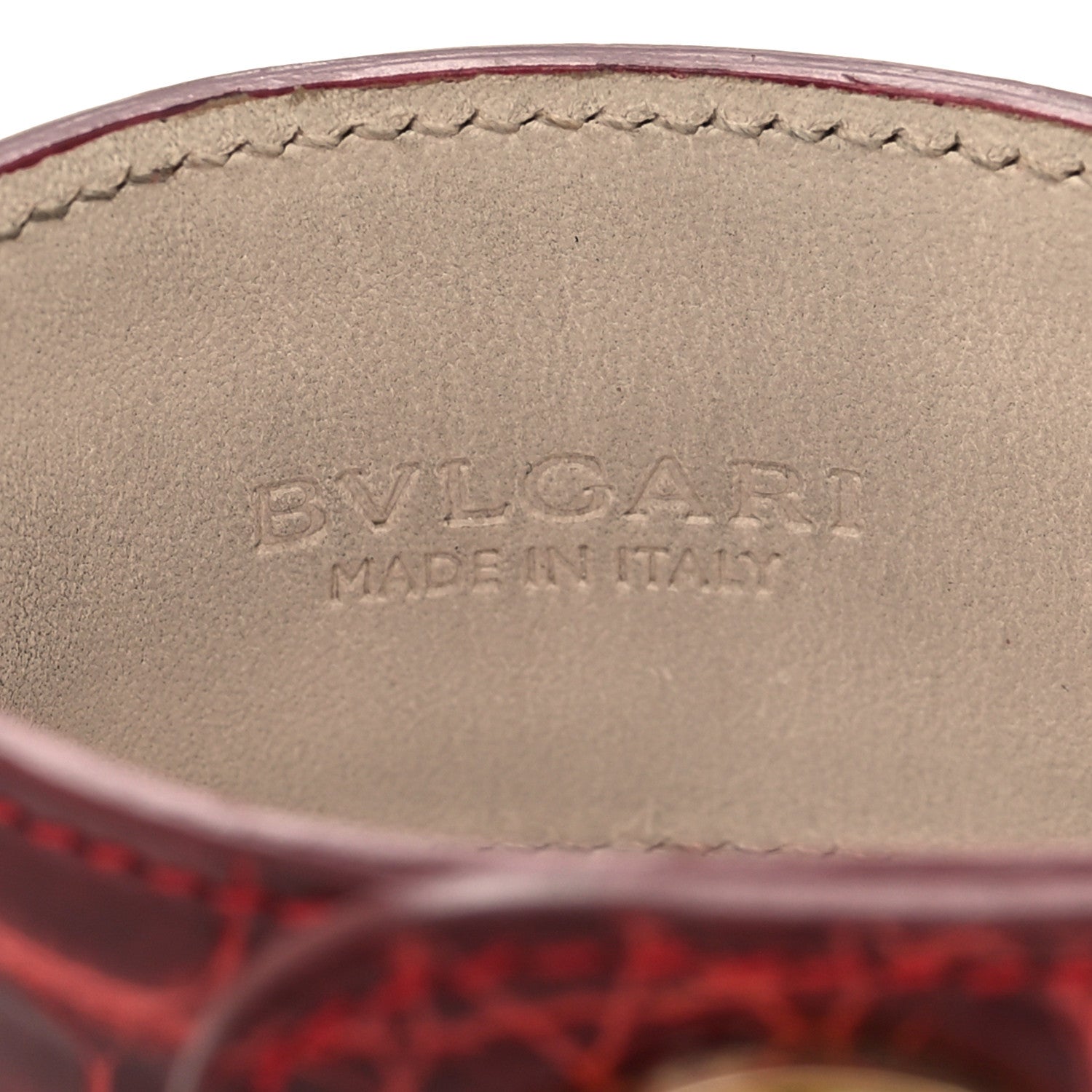 Bulgari Shiny Alligator Mother Of Pearl Jade Cuff Bracelet Red 4 of 5