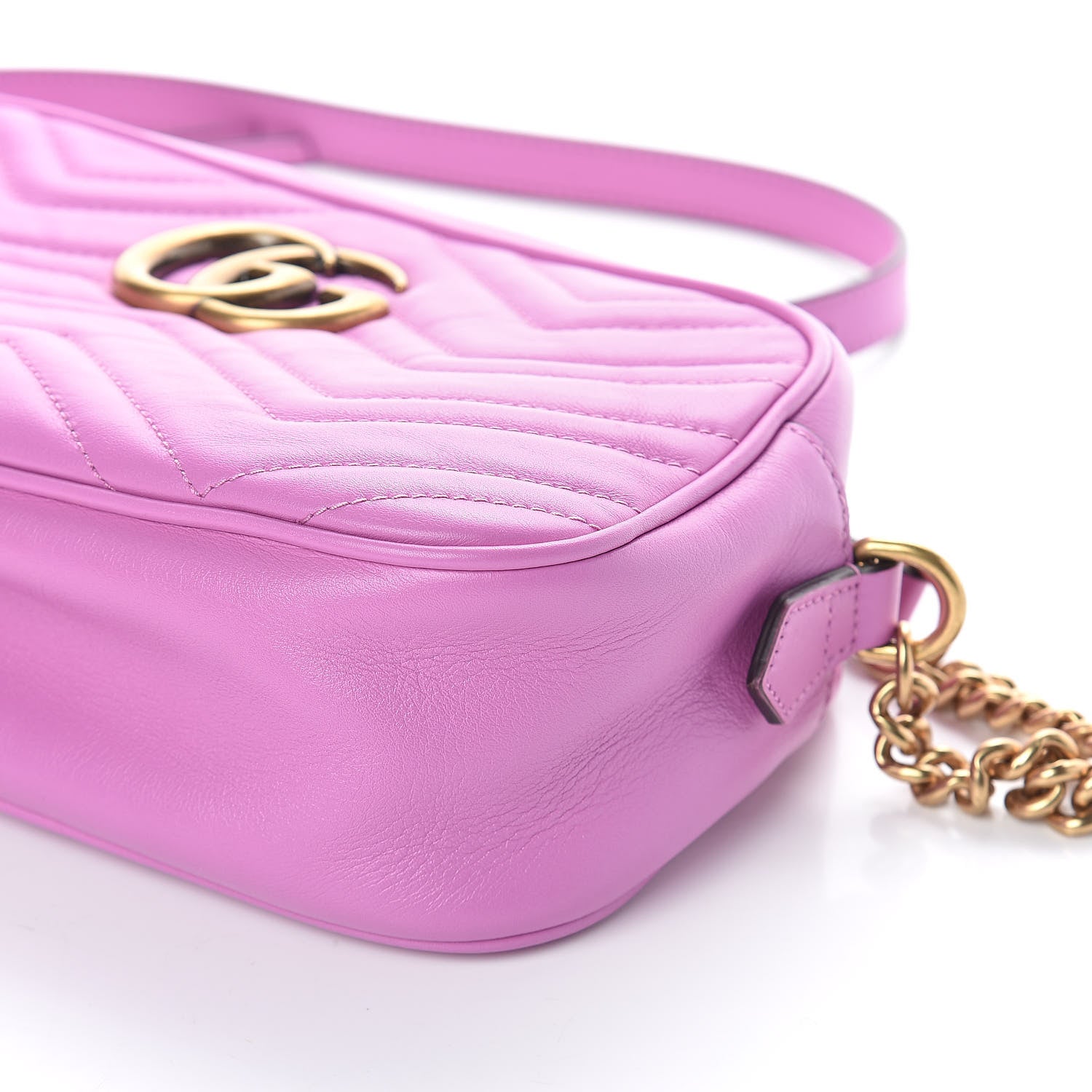 Gucci Calfskin Matelasse Small GG Marmont Chain Shoulder Bag Candy Mousse 9 of 9