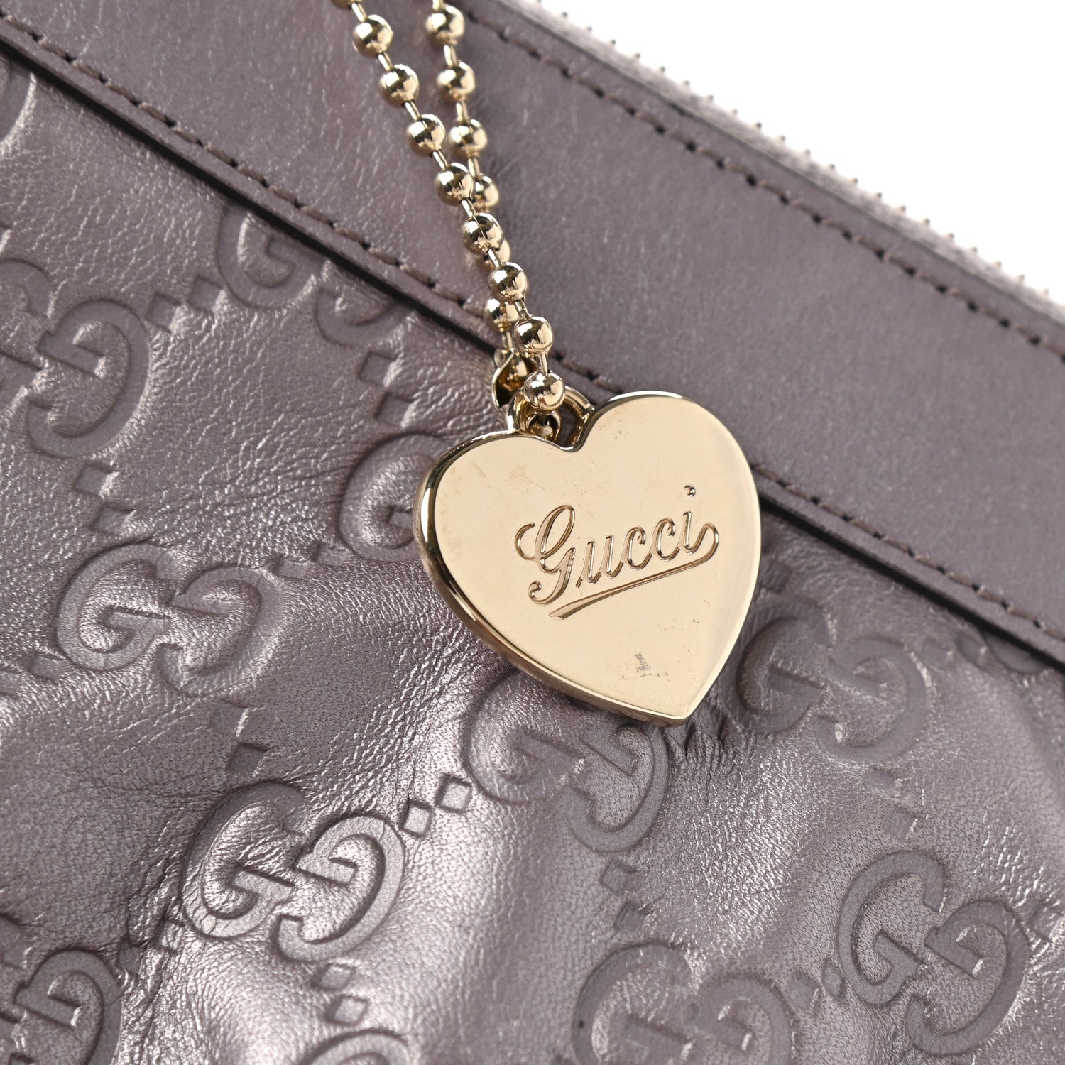 Gucci Metallic Soft Guccissima Heart Wristlet Senanque 8 of 11