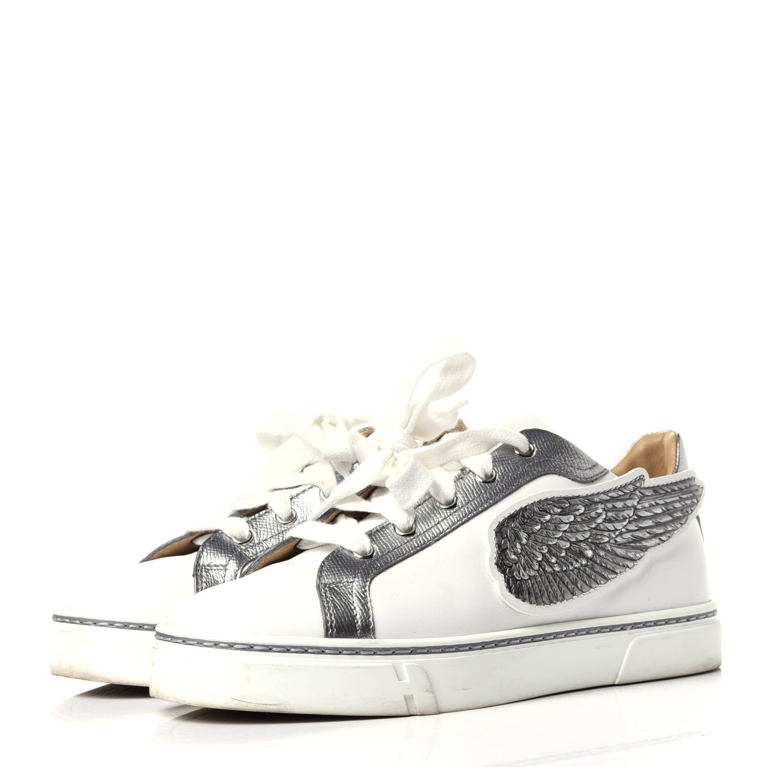 Hermes Calfskin Epsom Womens Velvet Sneakers 37 White Silver 3 of 12
