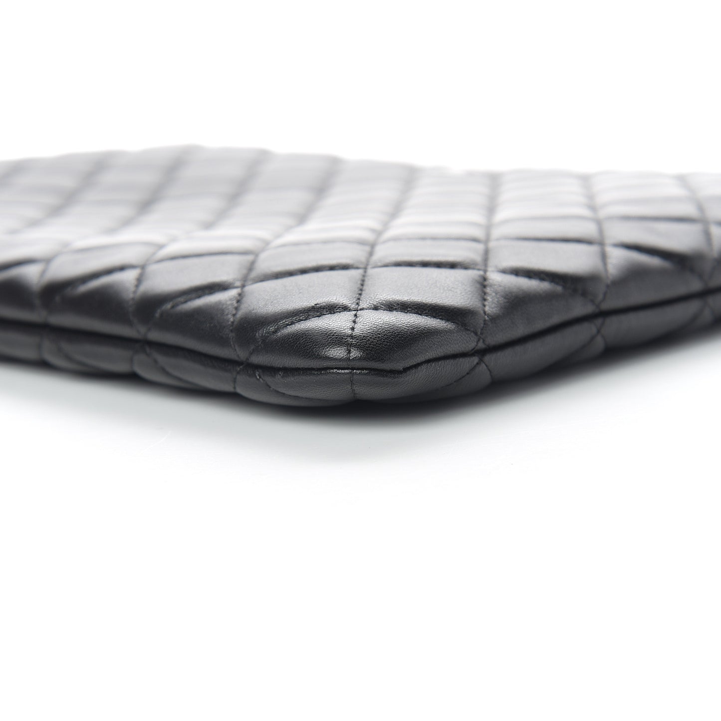Lambskin Quilted Large Cosmetic Case Black