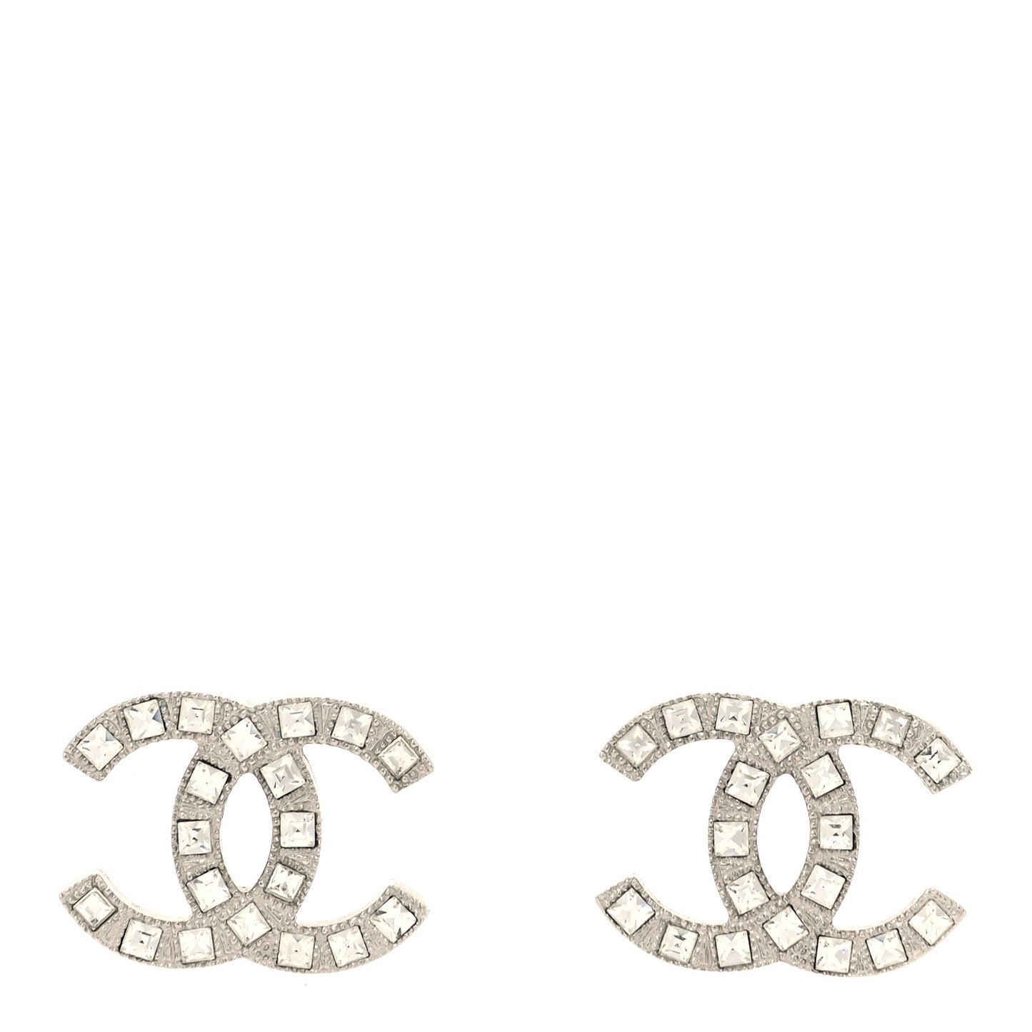 Baguette Crystal CC Earrings Silver