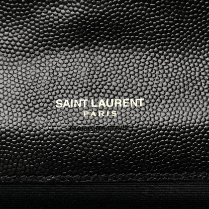 Saint Laurent Grain De Poudre Matelasse Chevron Monogram Envelope Clutch Black 6 of 11