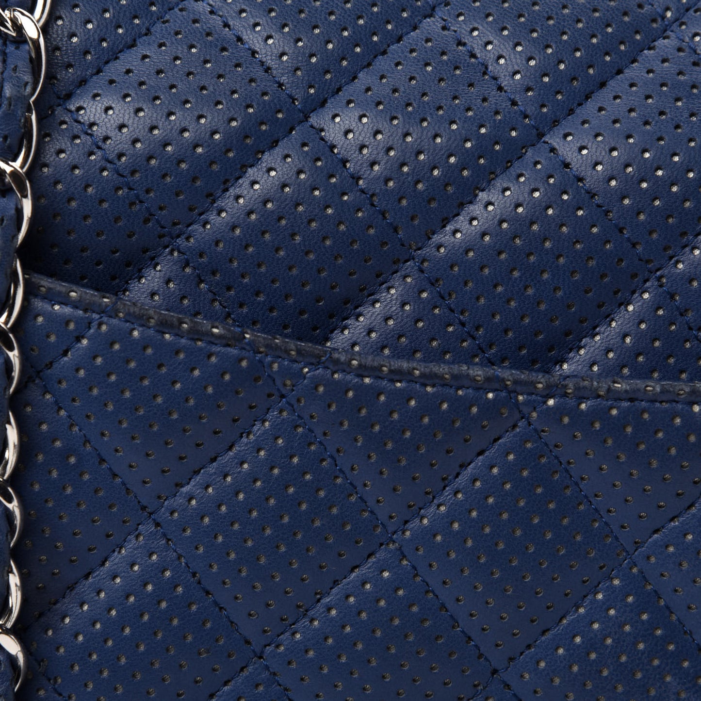Lambskin Perforated Jumbo Single Flap Blue