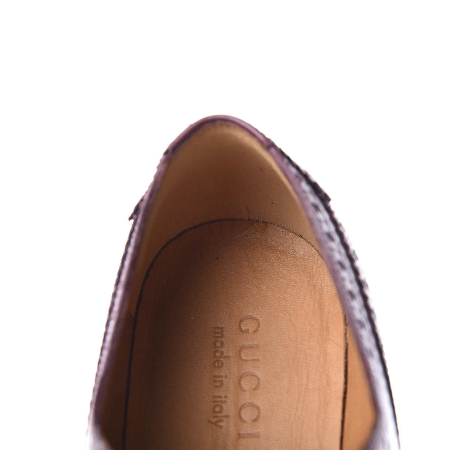 Gucci Calfskin Web Bee Embroidered Mens Slip-On Brogue Wingtip