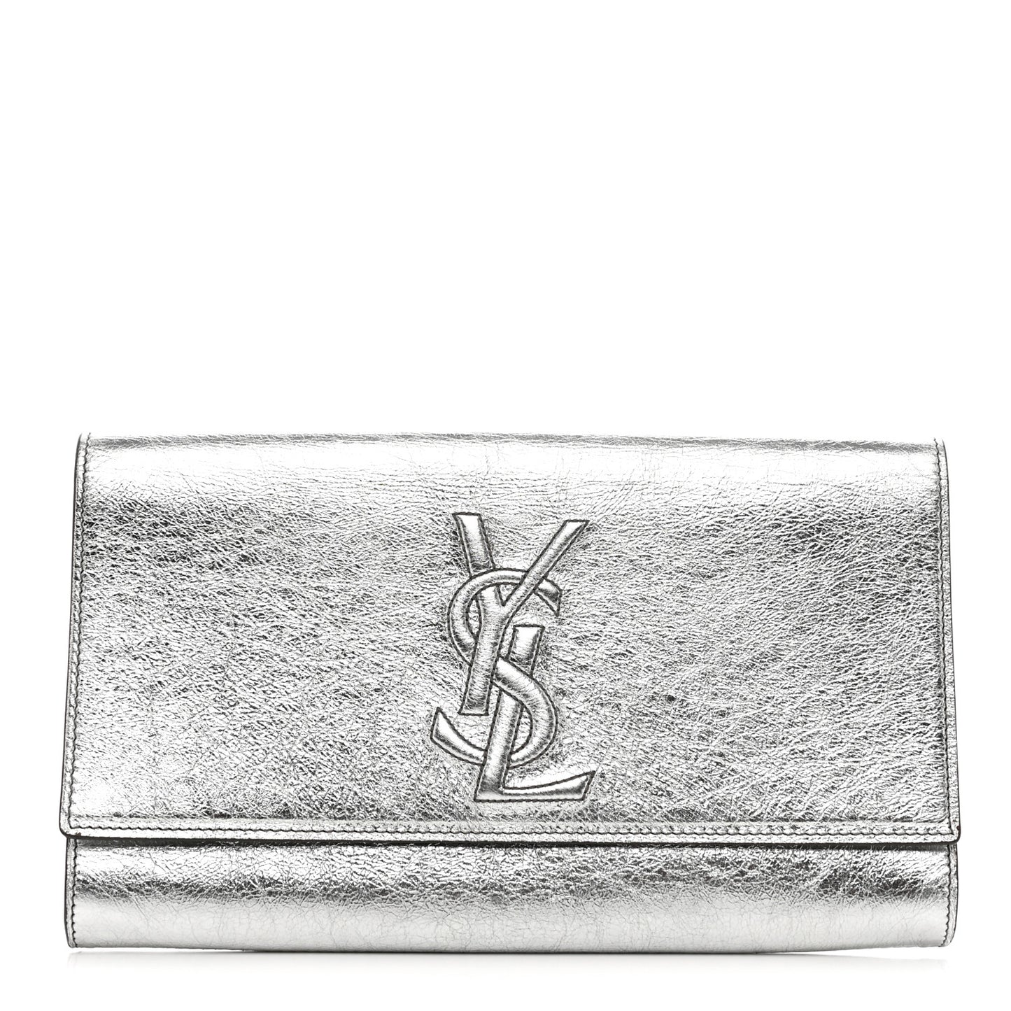 Metallic Calfskin Monogram Large Belle De Jour Clutch Silver