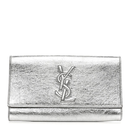 Saint Laurent Metallic Calfskin Monogram Large Belle De Jour Clutch Silver 1 of 9