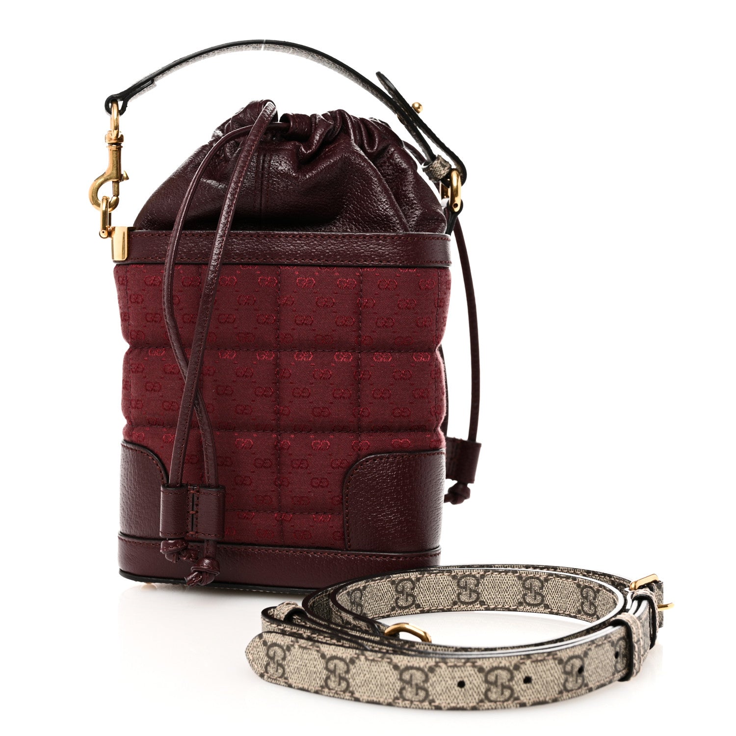 Gucci GG Supreme Canvas Mini Crossbody Bag  Beige Ebony Burgundy 3 of 10