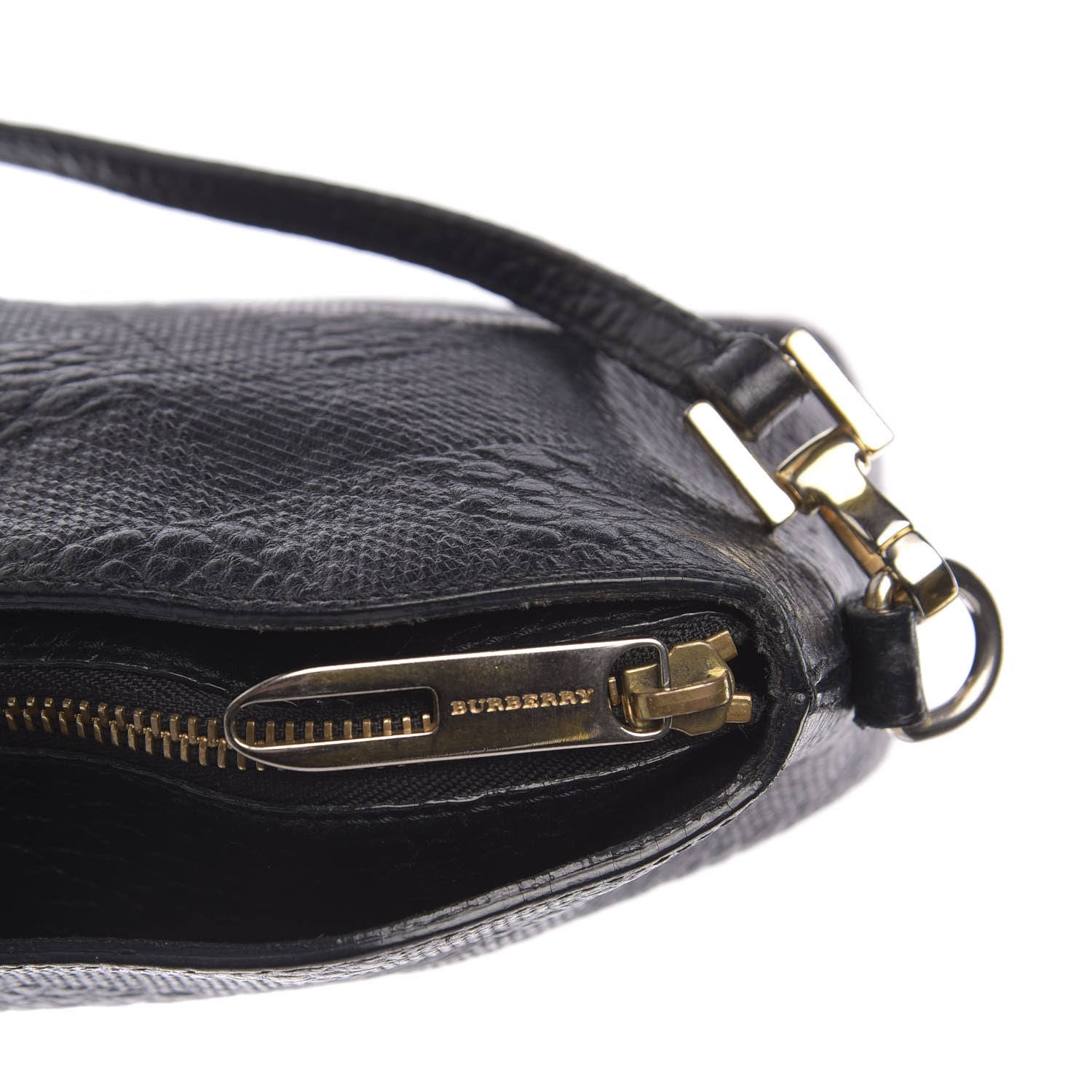 Burberry Signature Grain Calfskin Check Embossed Small Chichester Crossbody Clutch Bag Black 6 of 10