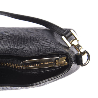 Burberry Signature Grain Calfskin Check Embossed Small Chichester Crossbody Clutch Bag Black 6 of 10