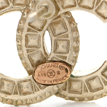 Chanel Crystal Timeless CC Earrings Light Gold 3 of 6