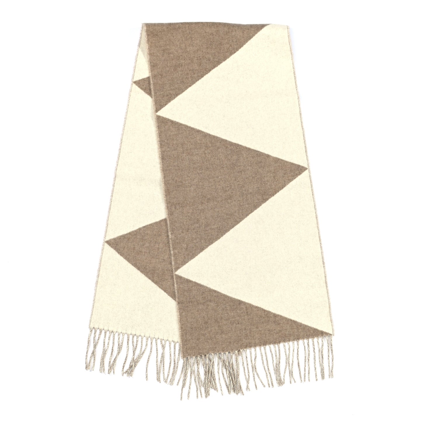 Cashmere Casaque Zig Zag Muffler Etoupe Ivory