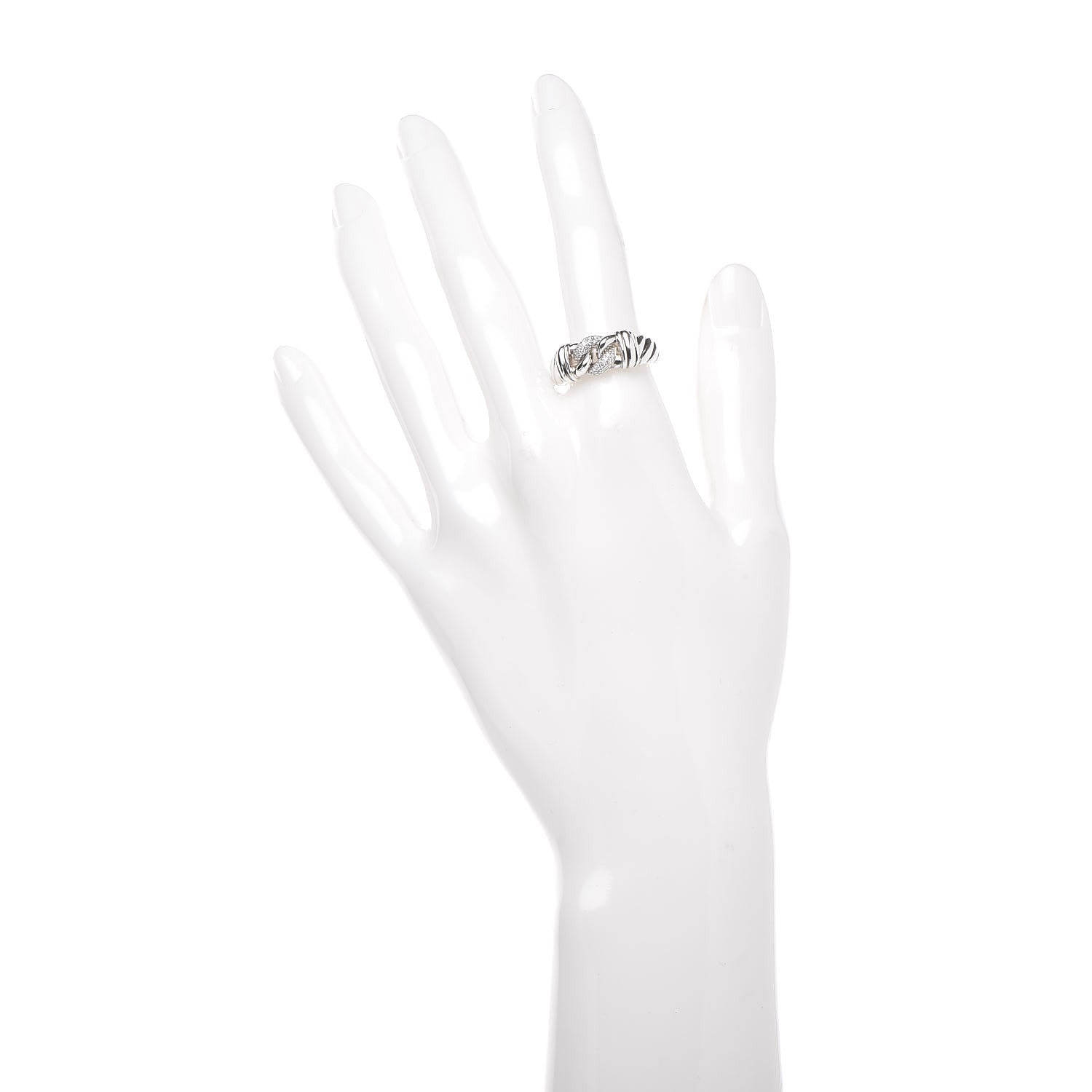 David Yurman Sterling Silver Diamond Metro Curb Ring 54 7 2 of 4
