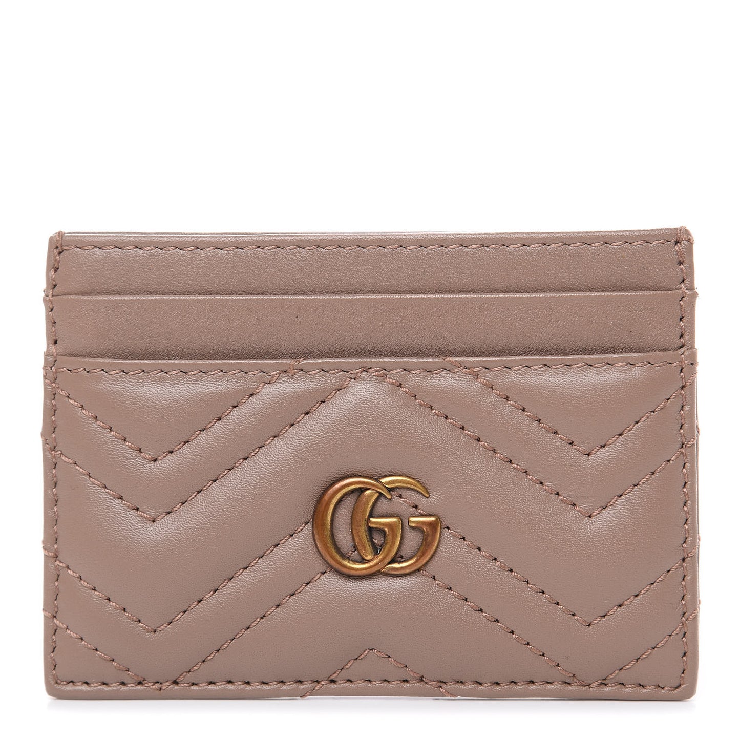 Calfskin Matelasse GG Marmont Card Holder Porcelain Rose