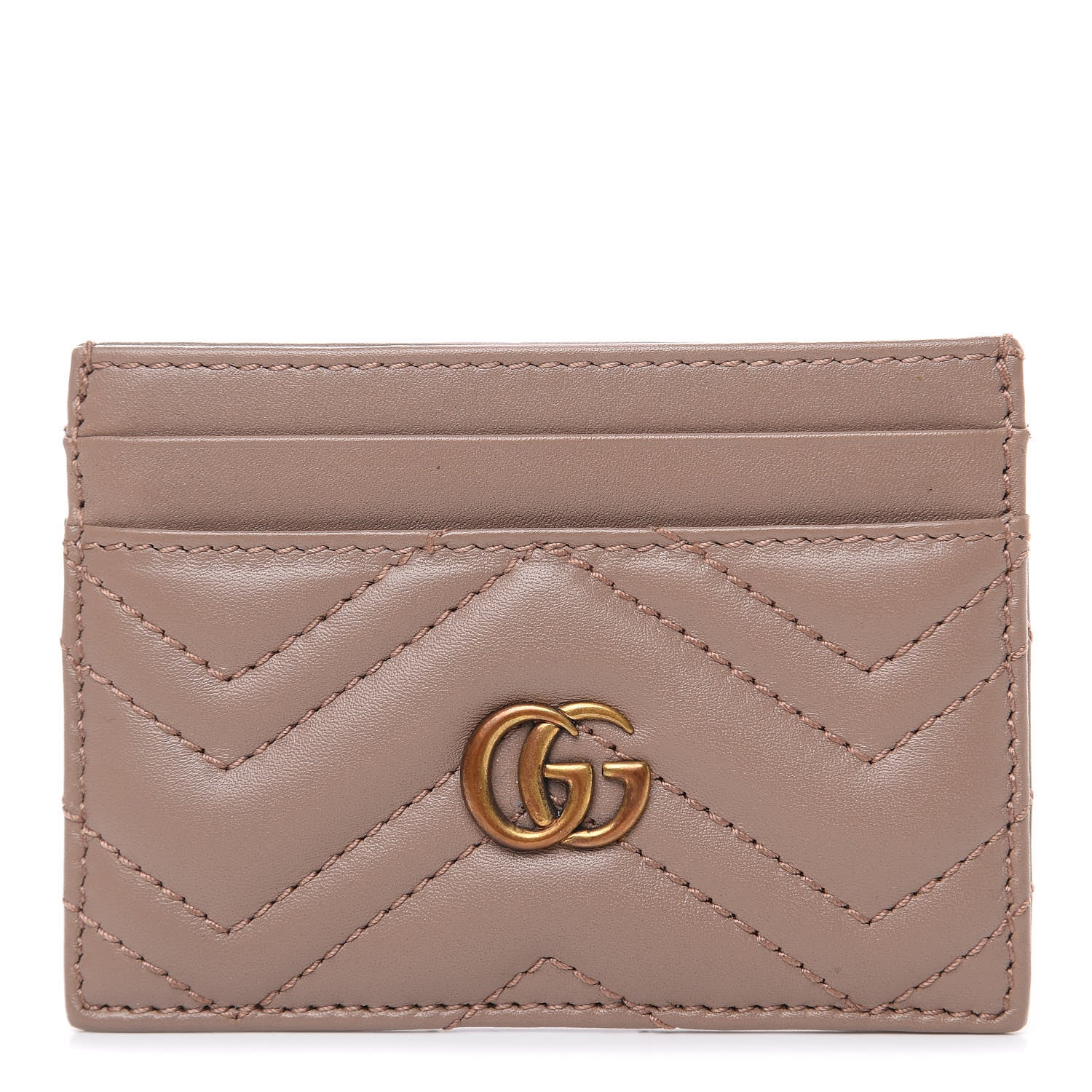 Gucci Calfskin Matelasse GG Marmont Card Holder Porcelain Rose 1 of 8