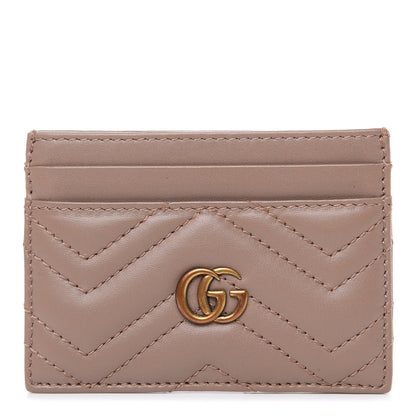 Gucci Calfskin Matelasse GG Marmont Card Holder Porcelain Rose 1 of 8