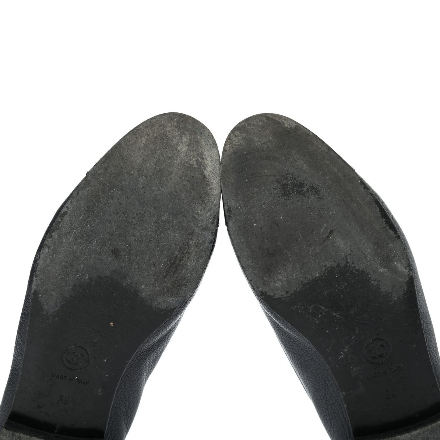 Goatskin Patent CC Cap Toe Ballerina Flats 39 Black