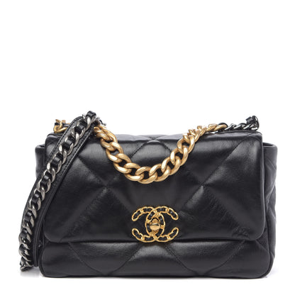 Chanel Goatskin Quilted Medium 19 Flap Black 1 of 10