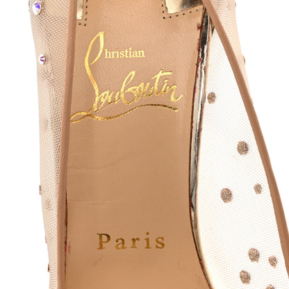 Christian Louboutin Suede Lame Crystal Strass Follies 100 Pumps 37 Light Silk 7 of 11