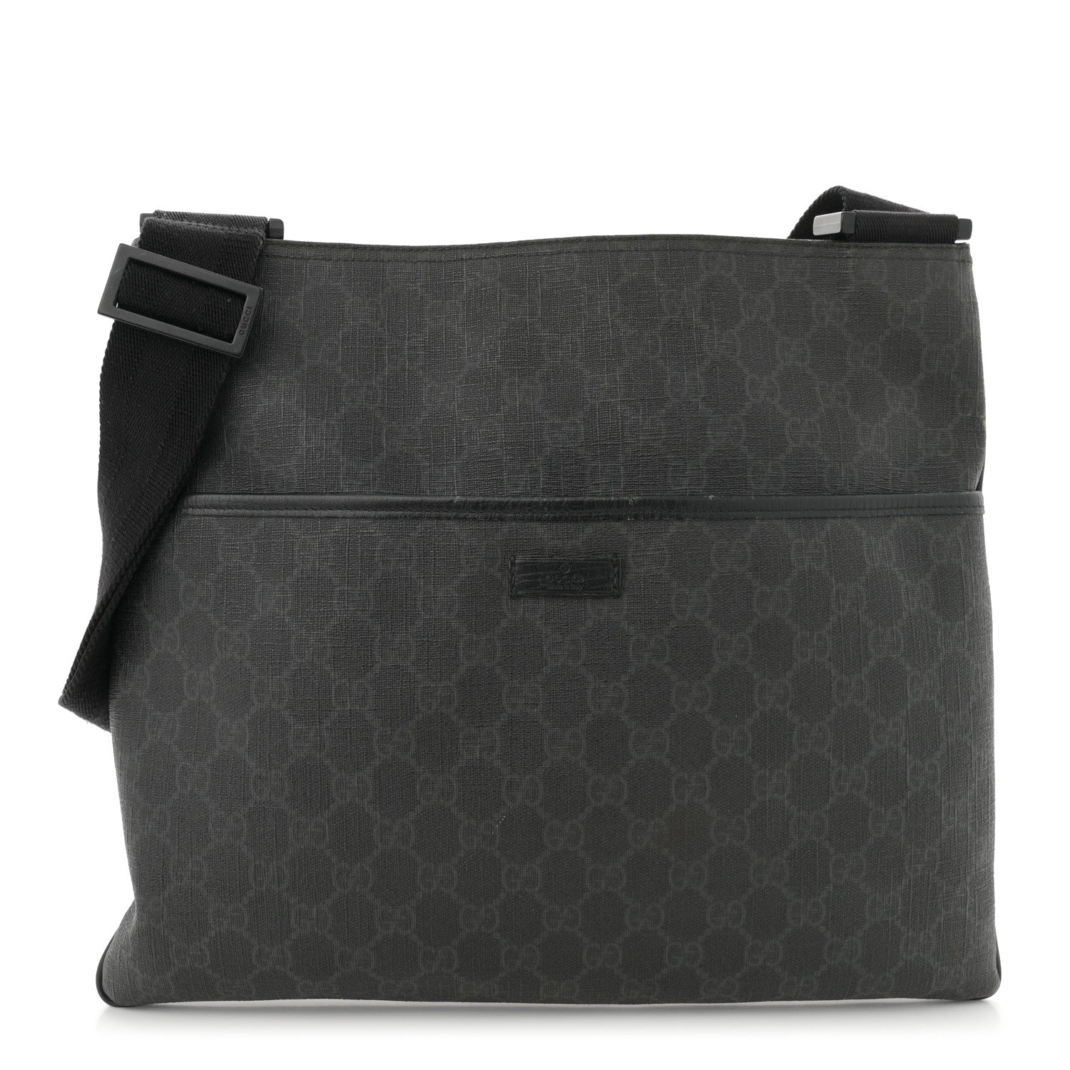 Gucci GG Plus Monogram Medium Flat Messenger Bag Black 1 of 12