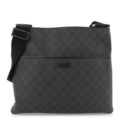 Gucci GG Plus Monogram Medium Flat Messenger Bag Black 1 of 12