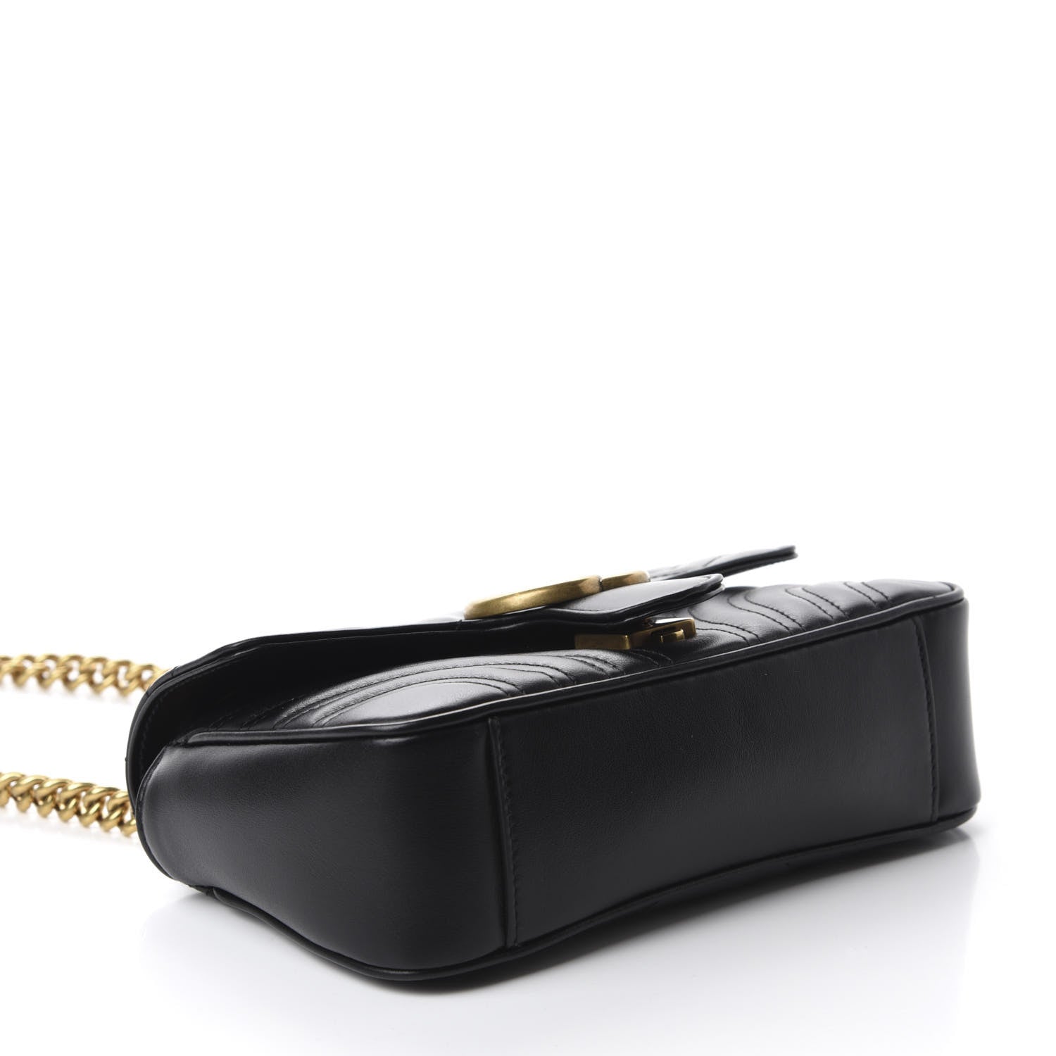 Gucci Calfskin Matelasse Mini GG Marmont Shoulder Bag Black 4 of 11