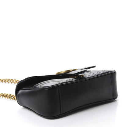 Gucci Calfskin Matelasse Mini GG Marmont Shoulder Bag Black 4 of 11