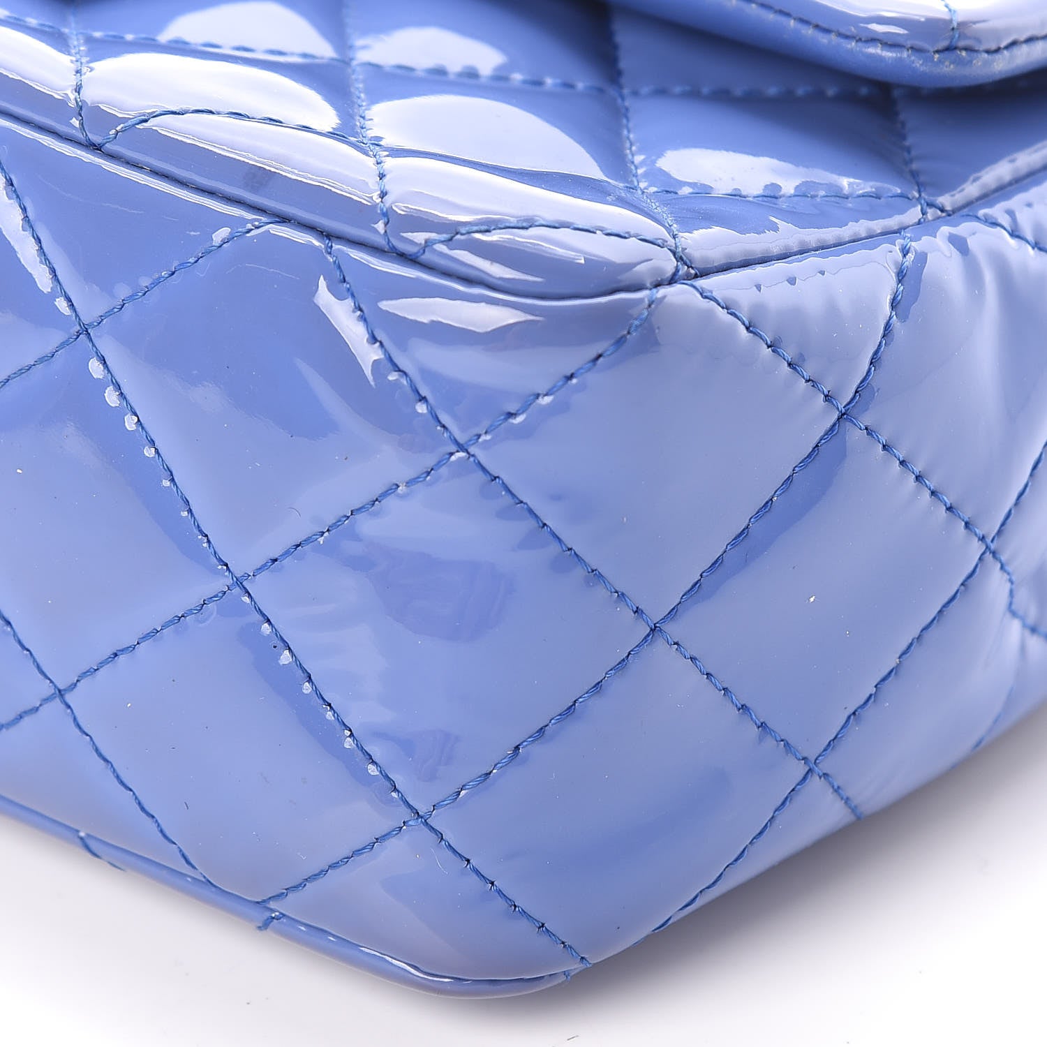 Chanel Patent Calfskin Quilted Mini Rectangular Flap Blue 10 of 14