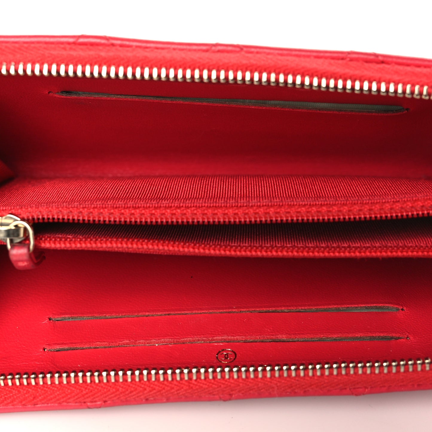 Lambskin Quilted Medium Zip Around Wallet Light Red