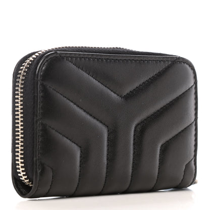 Saint Laurent Lambskin Y Quilted Monogram LouLou Zip Coin Purse Black 3 of 6