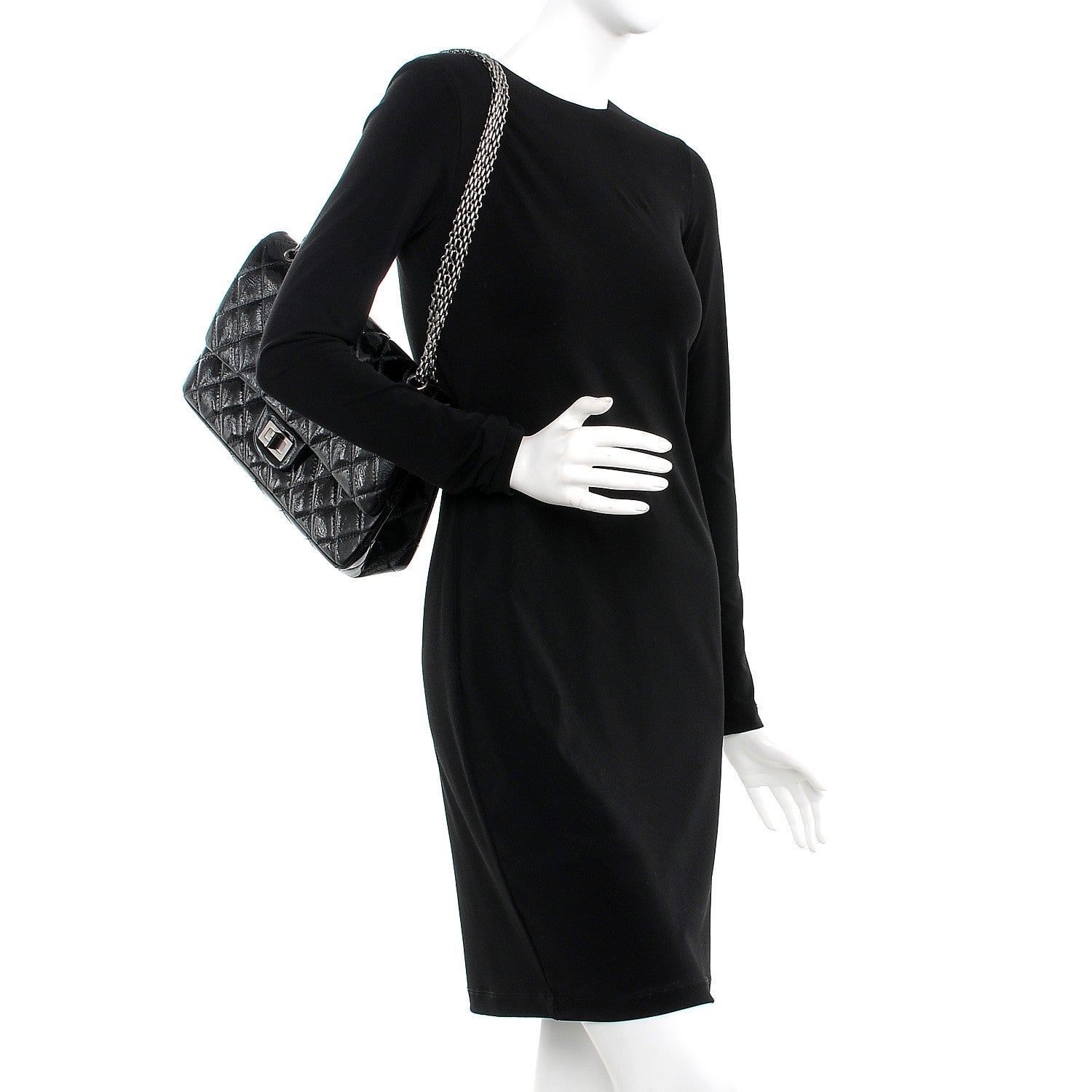 Chanel Distressed Patent Quilted 2.55 Reissue 227 Flap Black 3 of 13