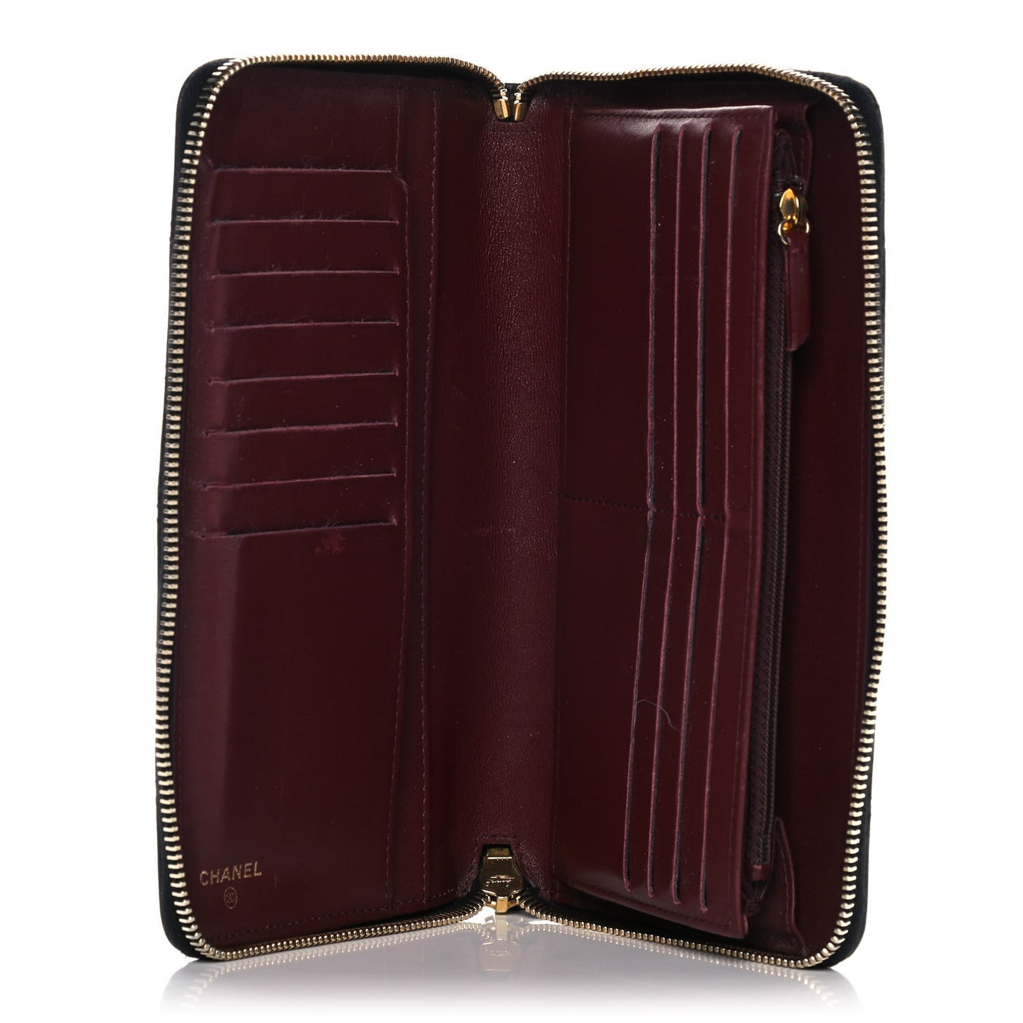 Caviar Quilted Large Zip Around Organizer Wallet Black