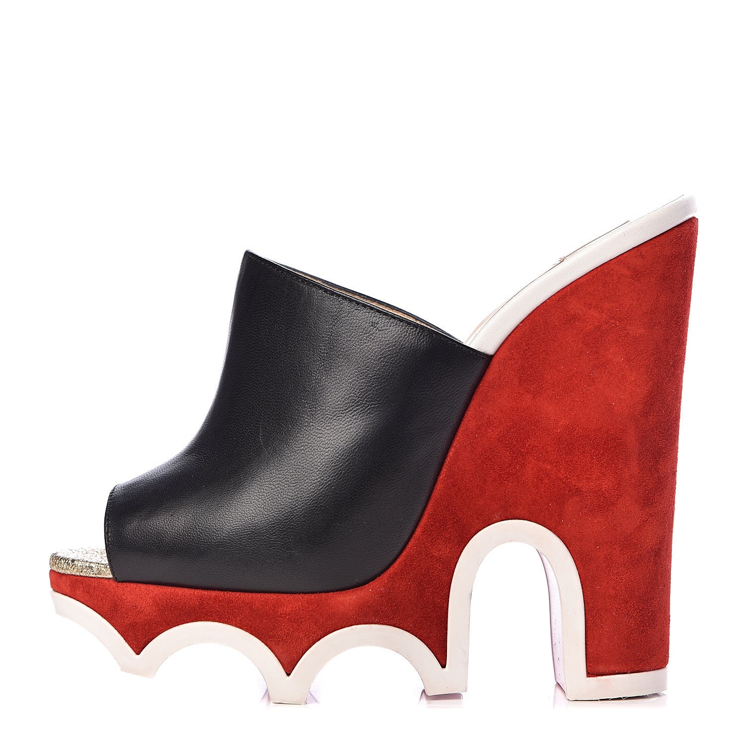 Christian Louboutin Nappa Suede Mulacramp 140 Sandals 36 Black Red 1 of 13