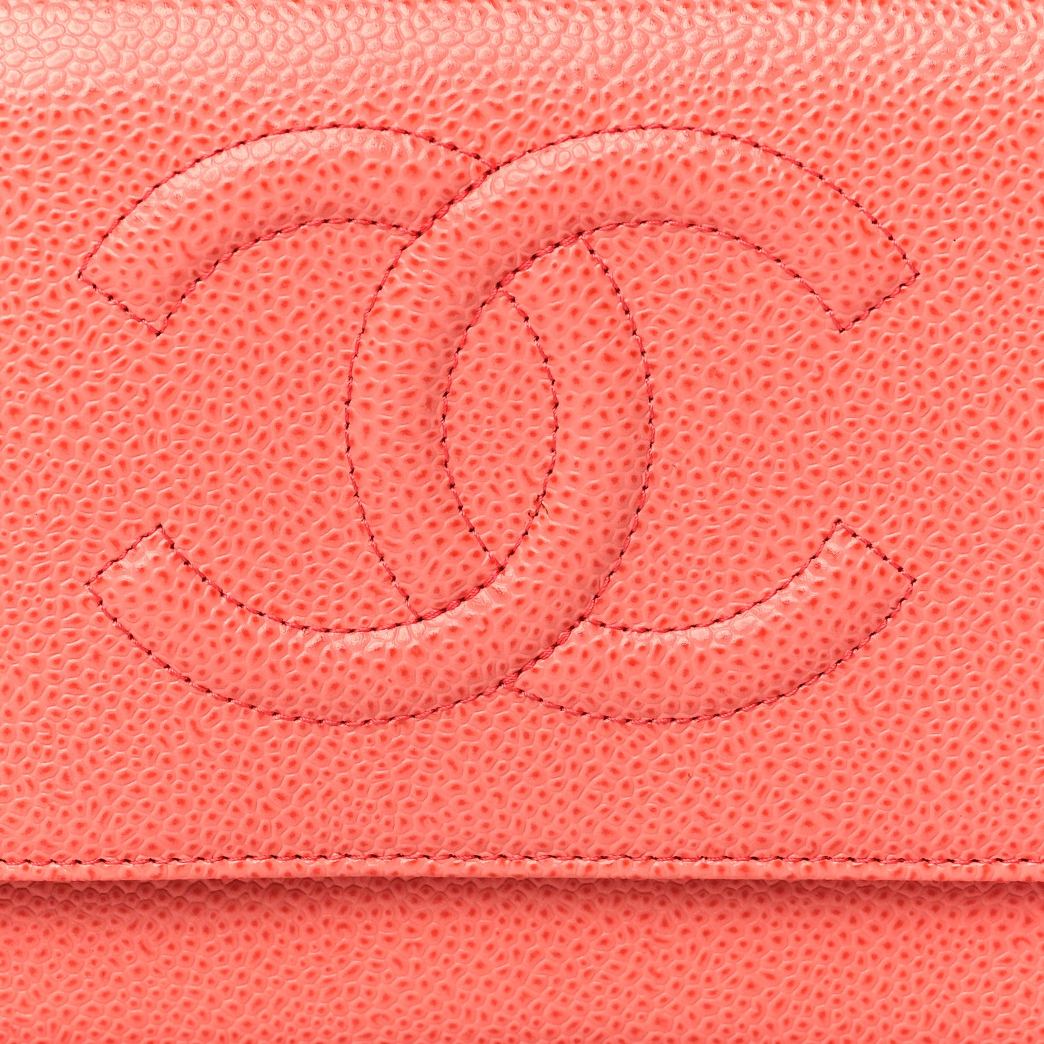 Chanel Caviar Timeless CC Wallet On Chain WOC Coral 5 of 9